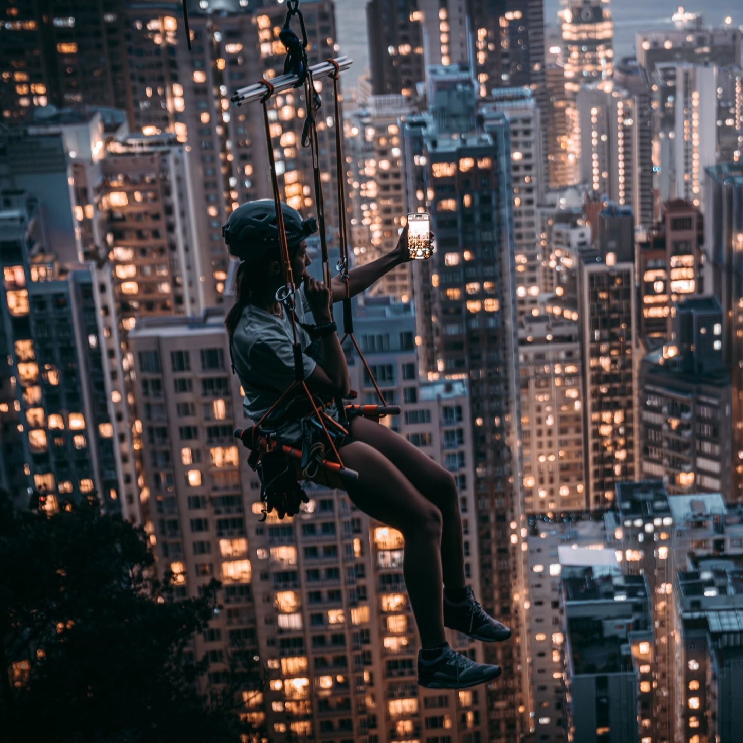 Hong Kong Victoria Peak Flight - Zipline at night with extraordinary night view