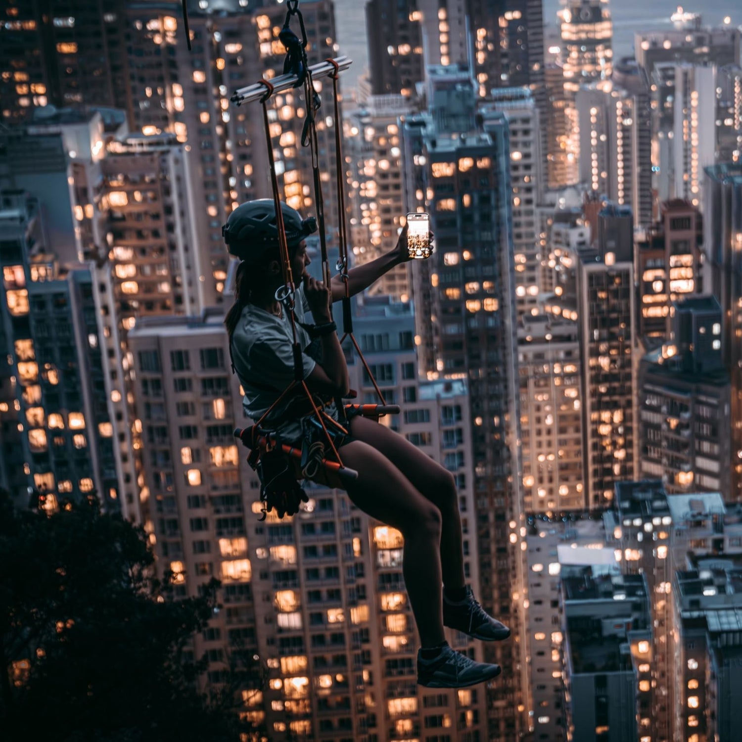 Hong Kong Victoria Peak Flight - Zipline at night with extraordinary night view